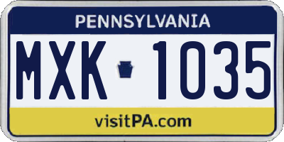 PA license plate MXK1035
