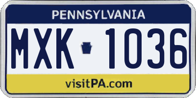 PA license plate MXK1036