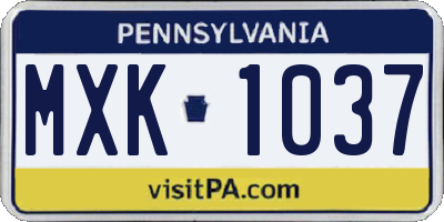 PA license plate MXK1037