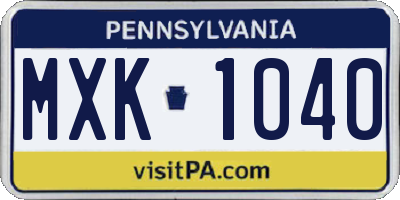 PA license plate MXK1040