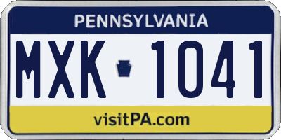 PA license plate MXK1041