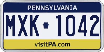 PA license plate MXK1042
