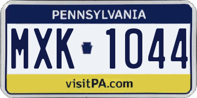 PA license plate MXK1044