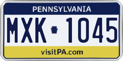 PA license plate MXK1045