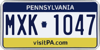 PA license plate MXK1047