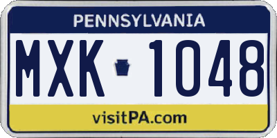PA license plate MXK1048