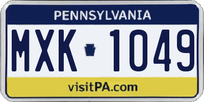 PA license plate MXK1049