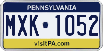 PA license plate MXK1052