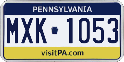 PA license plate MXK1053