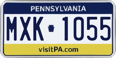 PA license plate MXK1055