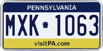 PA license plate MXK1063