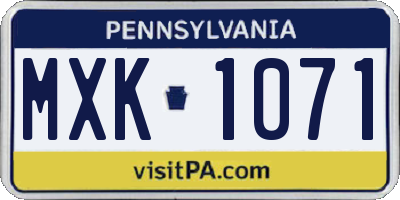 PA license plate MXK1071