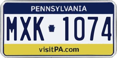 PA license plate MXK1074