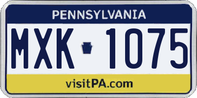 PA license plate MXK1075