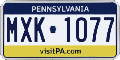 PA license plate MXK1077