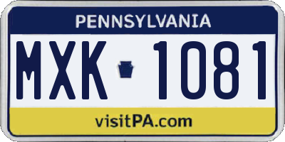 PA license plate MXK1081
