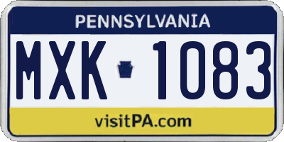 PA license plate MXK1083
