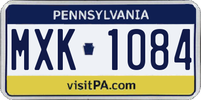 PA license plate MXK1084