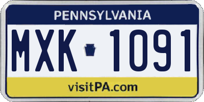 PA license plate MXK1091
