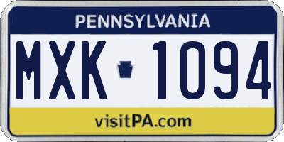 PA license plate MXK1094
