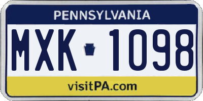PA license plate MXK1098