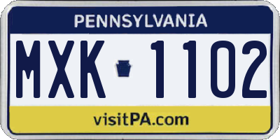 PA license plate MXK1102