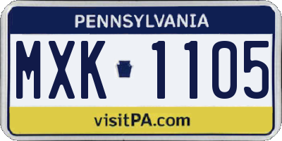 PA license plate MXK1105