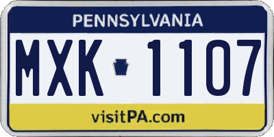 PA license plate MXK1107