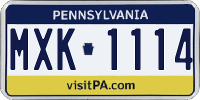 PA license plate MXK1114