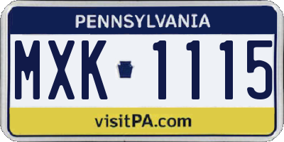 PA license plate MXK1115