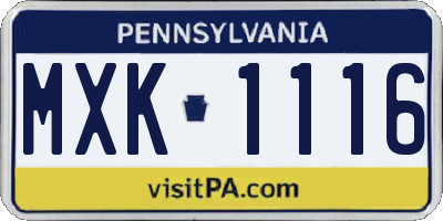 PA license plate MXK1116