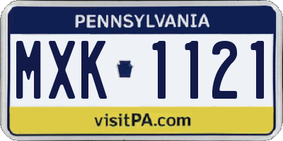 PA license plate MXK1121