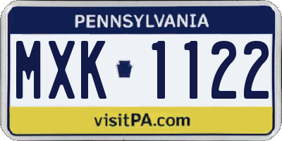 PA license plate MXK1122