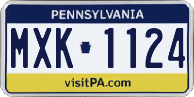 PA license plate MXK1124