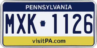 PA license plate MXK1126