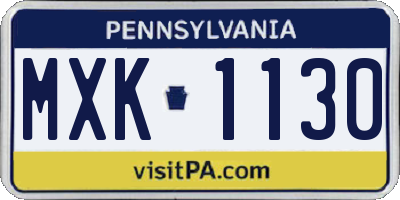 PA license plate MXK1130