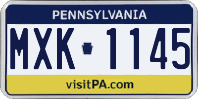 PA license plate MXK1145