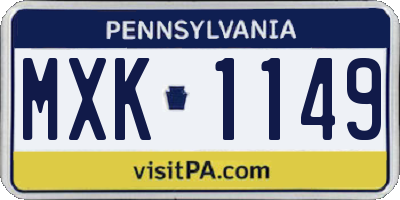 PA license plate MXK1149