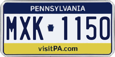 PA license plate MXK1150