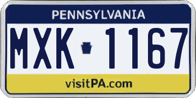 PA license plate MXK1167