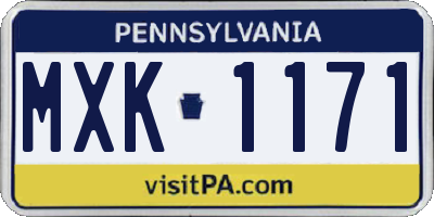 PA license plate MXK1171