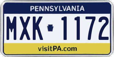 PA license plate MXK1172