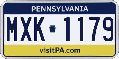 PA license plate MXK1179