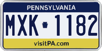 PA license plate MXK1182