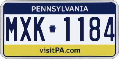 PA license plate MXK1184