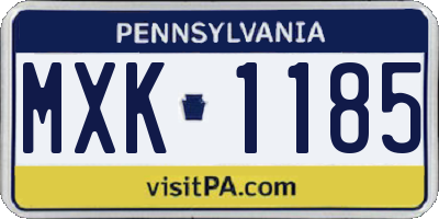PA license plate MXK1185