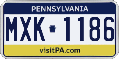 PA license plate MXK1186