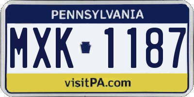 PA license plate MXK1187
