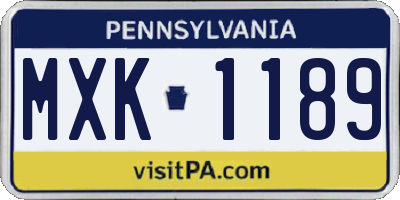 PA license plate MXK1189