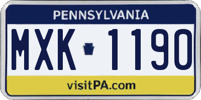 PA license plate MXK1190